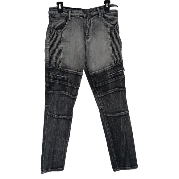 Men's Size 32 Faux Zip Pockets Ribbed Straight Leg Denim Jeans - Picture 2 of 7